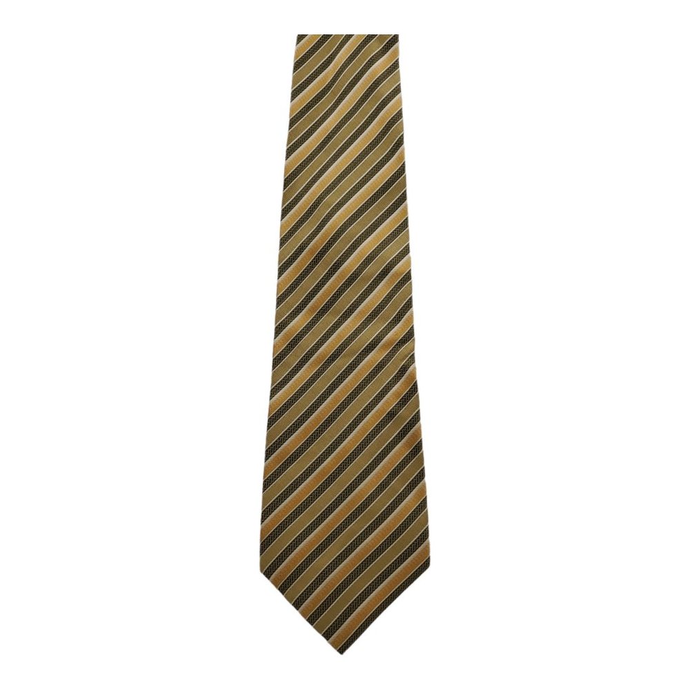 Daniel Craig Stripe Pattern Brown Pink 100% Silk X-long Necktie